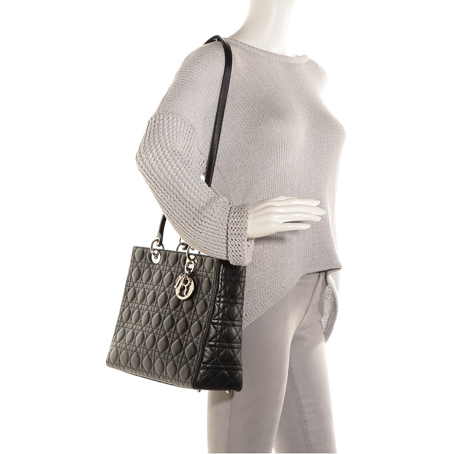 Christian Dior Lambskin Cannage Large Lady Dior Black 2 of 10