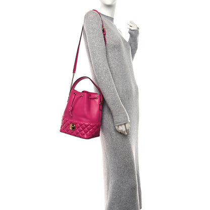 Versace Nappa Quilted Medusa Top Handle Bucket Bag Fuchsia 2 of 12