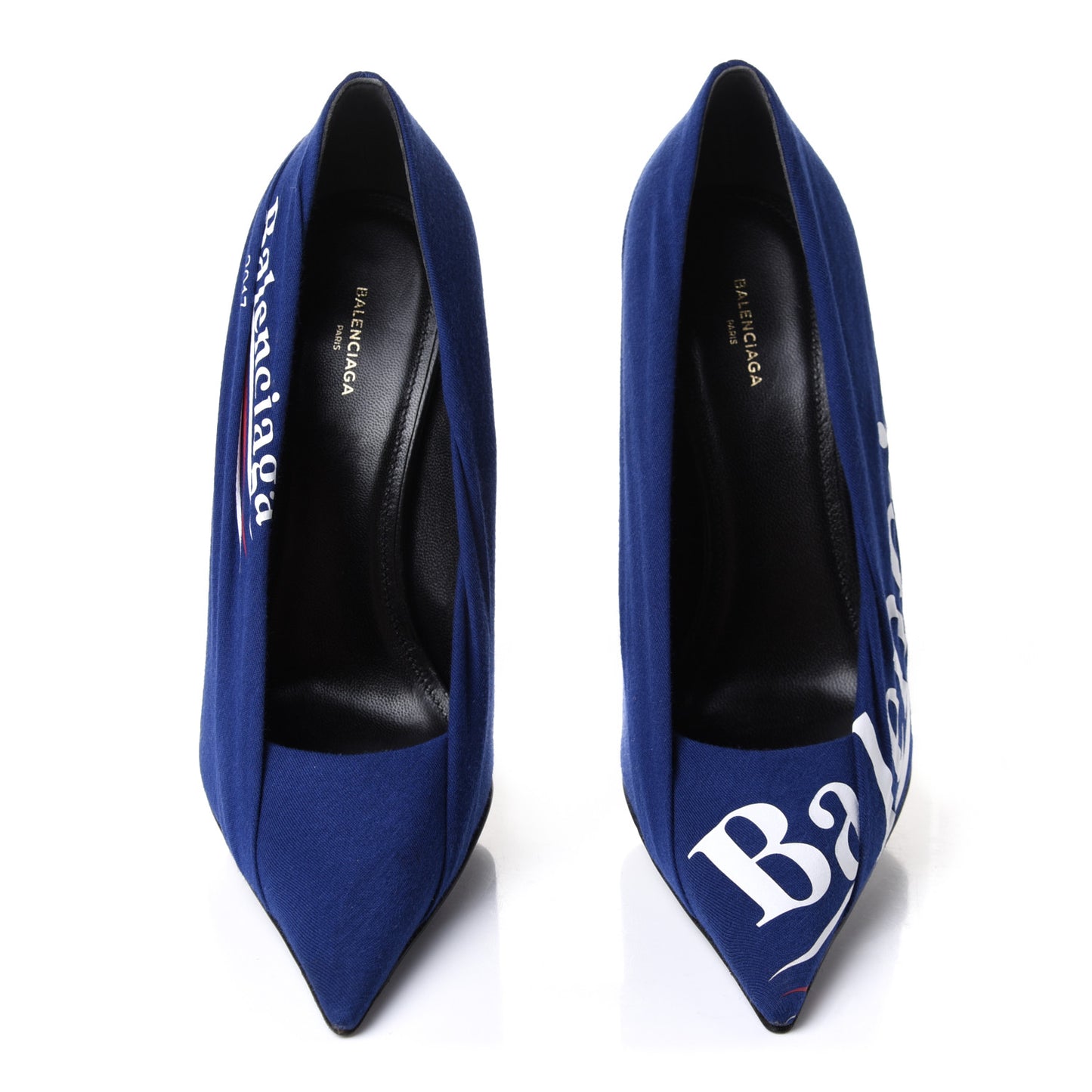 Jersey Crepe Political Campaign Logo Knife 115 Pointed Pumps 38 Pacifique White Rouge