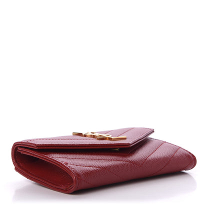 Saint Laurent Grain De Poudre Matelasse Chevron Small Monogram Envelope Wallet Rouge Eros 4 of 5