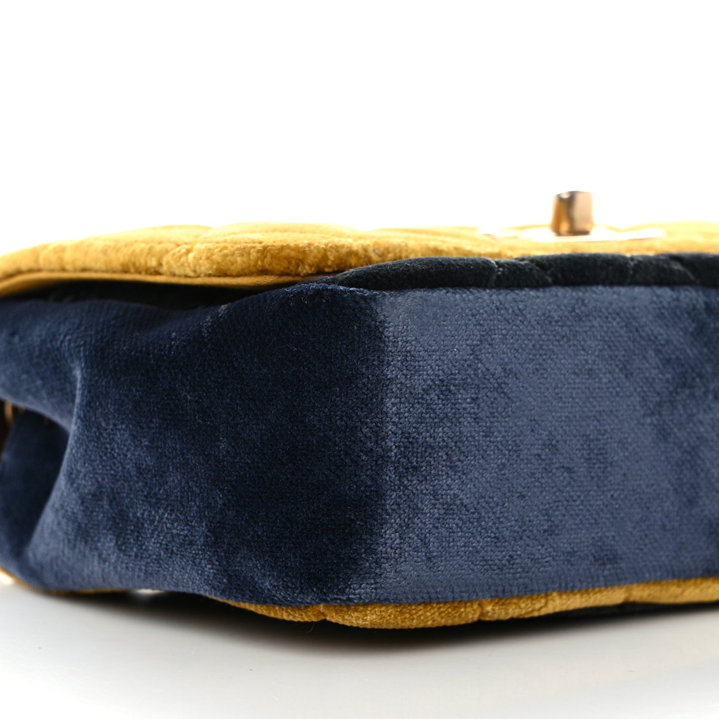 Velvet Quilted Small Flap Yellow Navy Charcoal