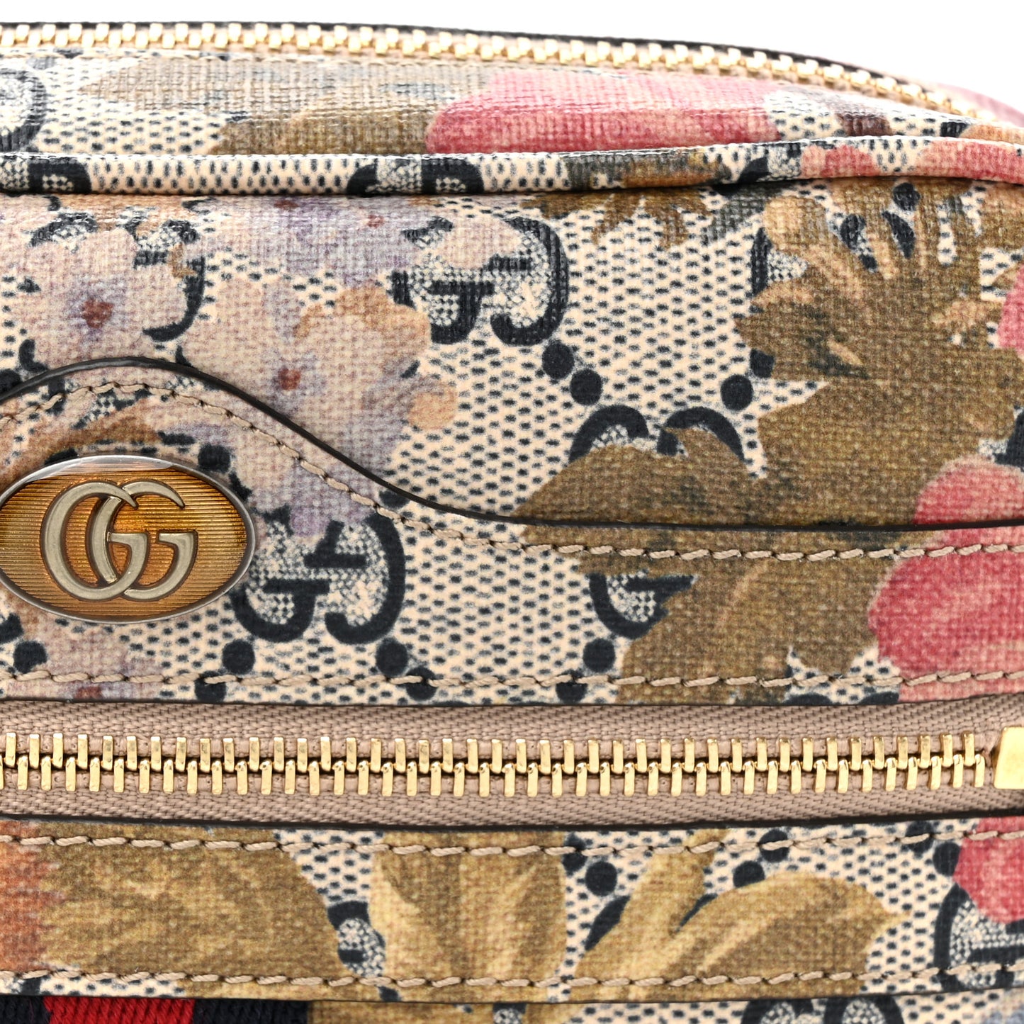 GG Supreme Monogram Water Flora Web Mini Ophidia Shoulder Bag Beige White Multicolor