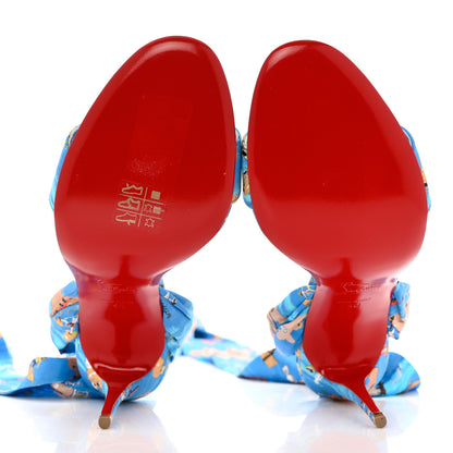 Christian Louboutin Crepe Satin Greekaba Du Desert 100 Sandal 40 Blue Multicolor 5 of 8