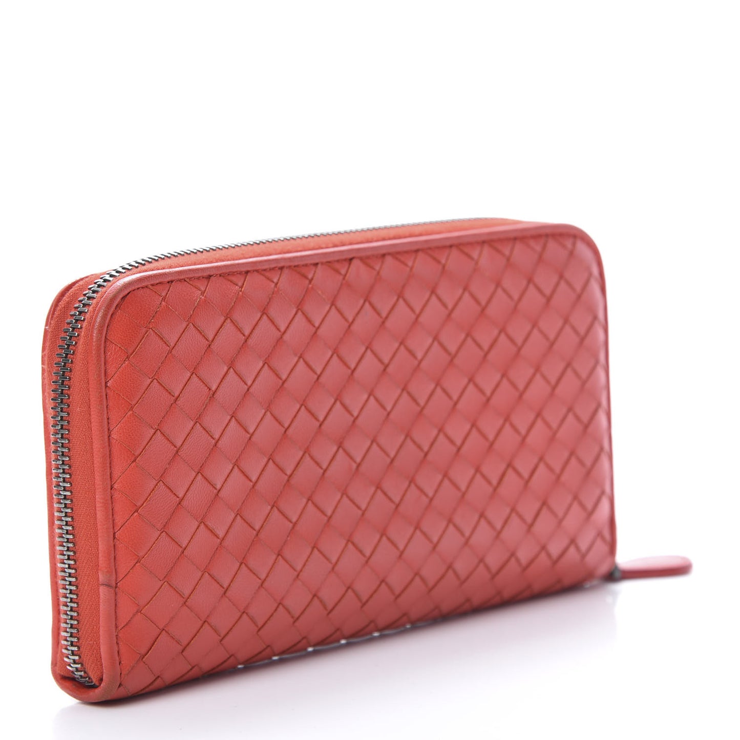 Nappa Intrecciato Zip Around Wallet Red