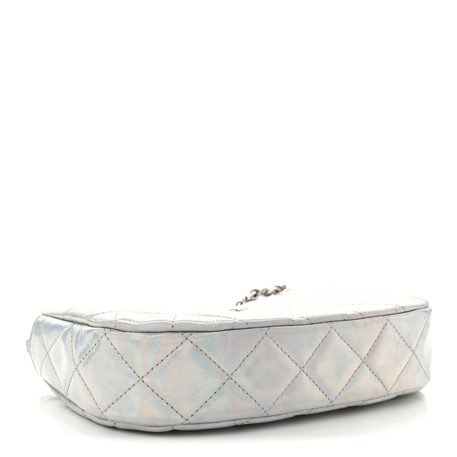 Chanel Iridescent Mirror Goatskin Quilted Clutch With Chain Silver 4 of 11
