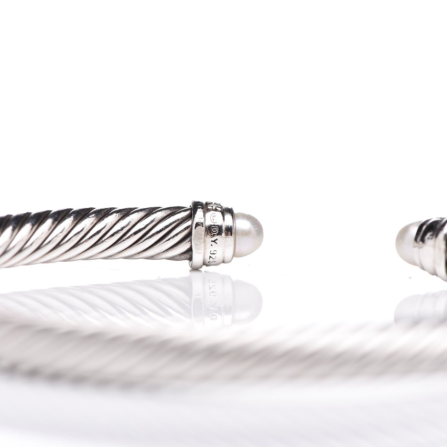 David Yurman Sterling Silver Diamond Pearl 5mm Cable Classics Bracelet 4 of 5