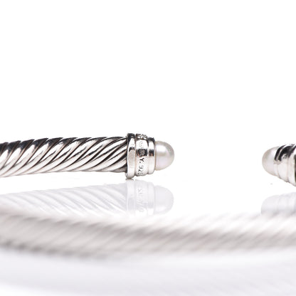 David Yurman Sterling Silver Diamond Pearl 5mm Cable Classics Bracelet 4 of 5