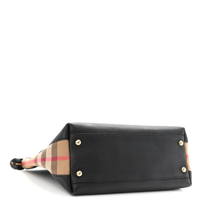 Burberry Derby Calfskin House Check Medium Welburn Tote Black 4 of 10