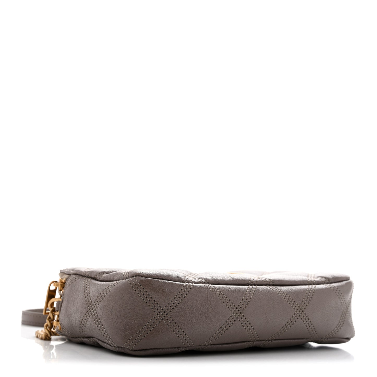 Grained Lambskin Quilted Mini Becky Double Zip Bag Taupe