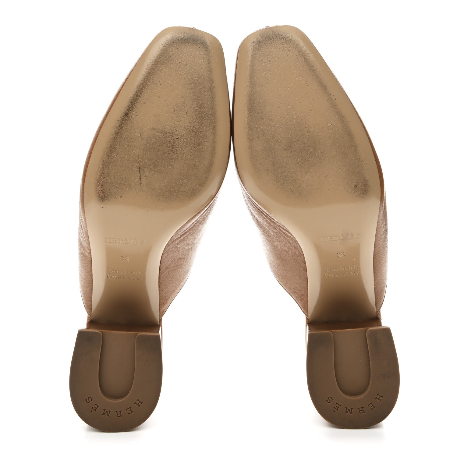 Hermes Goatskin Womens Gisele 60 Mules 38 Naturel 6 of 9