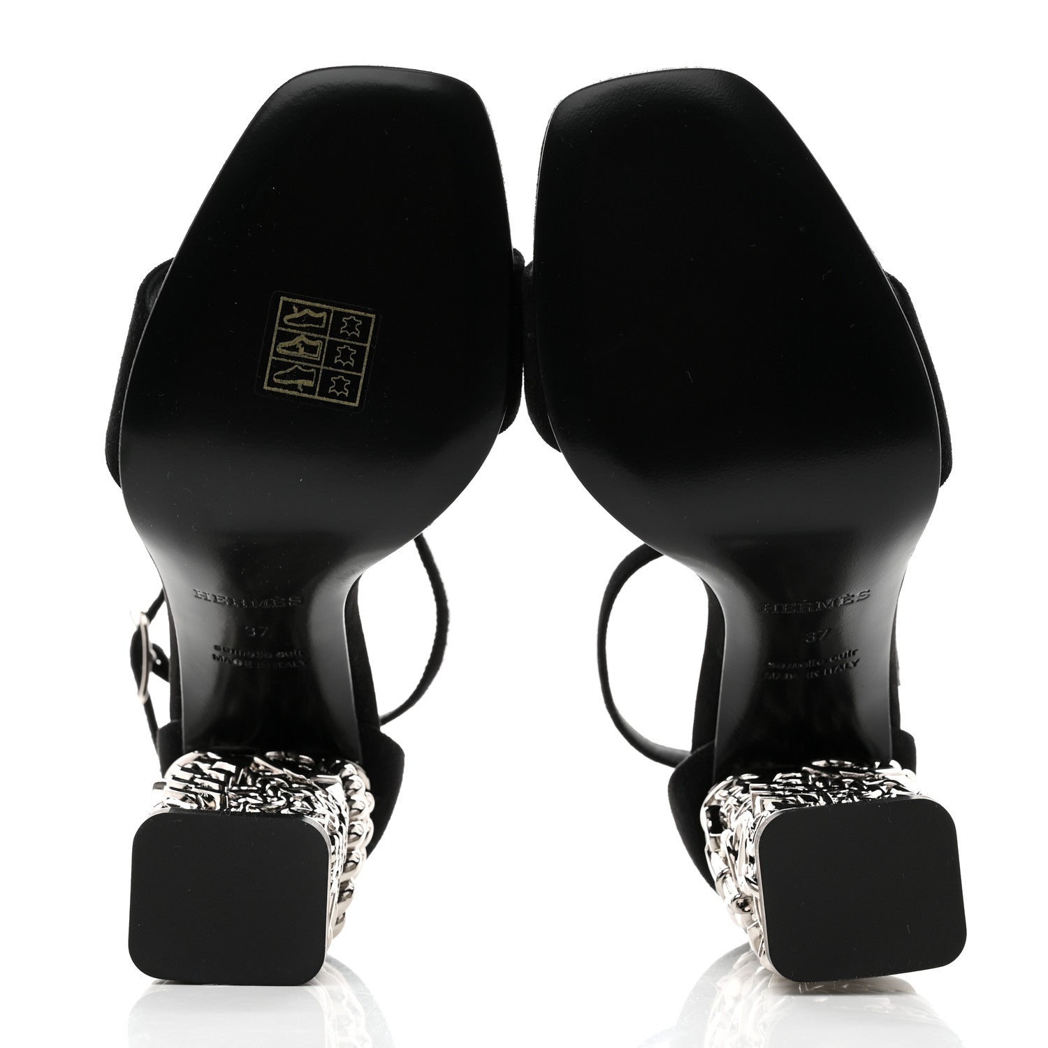 Hermes Suede Goatskin Glam 105 Sandals 37 Black 5 of 9