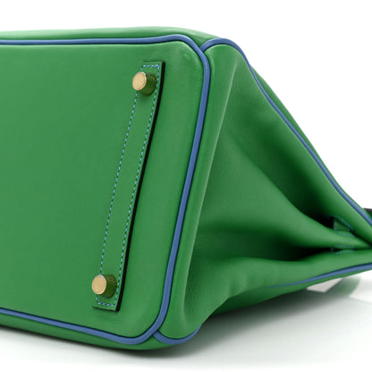 Hermes Swift Horseshoe Birkin 30 Vert Vertigo Bleu Hydra 7 of 12