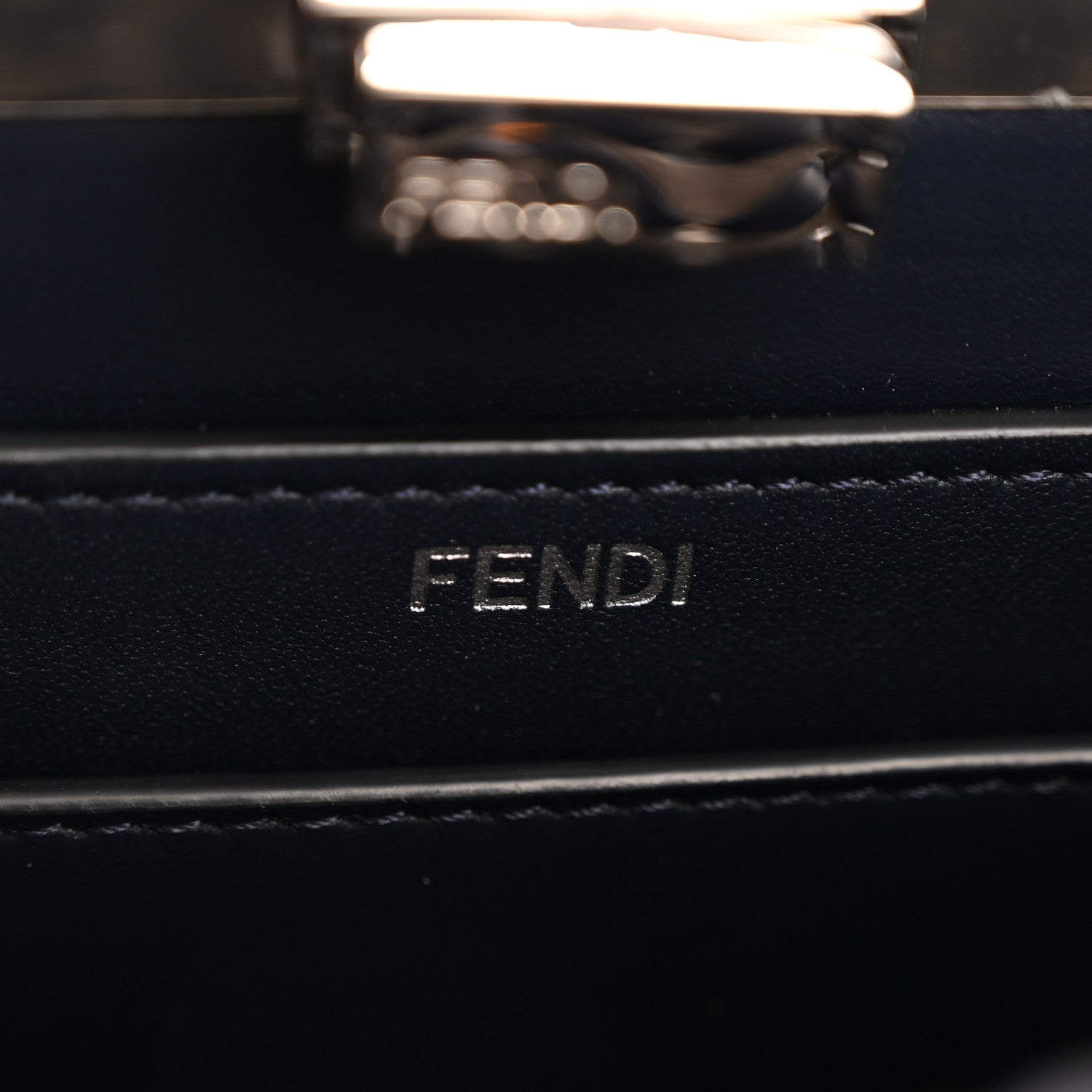 Fendi Vitello King Shiny Nappa Intreccio Petite Peekaboo I SEE U Satchel Midnight 6 of 12