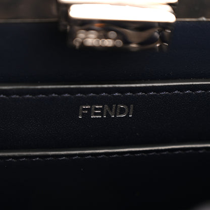 Fendi Vitello King Shiny Nappa Intreccio Petite Peekaboo I SEE U Satchel Midnight 6 of 12
