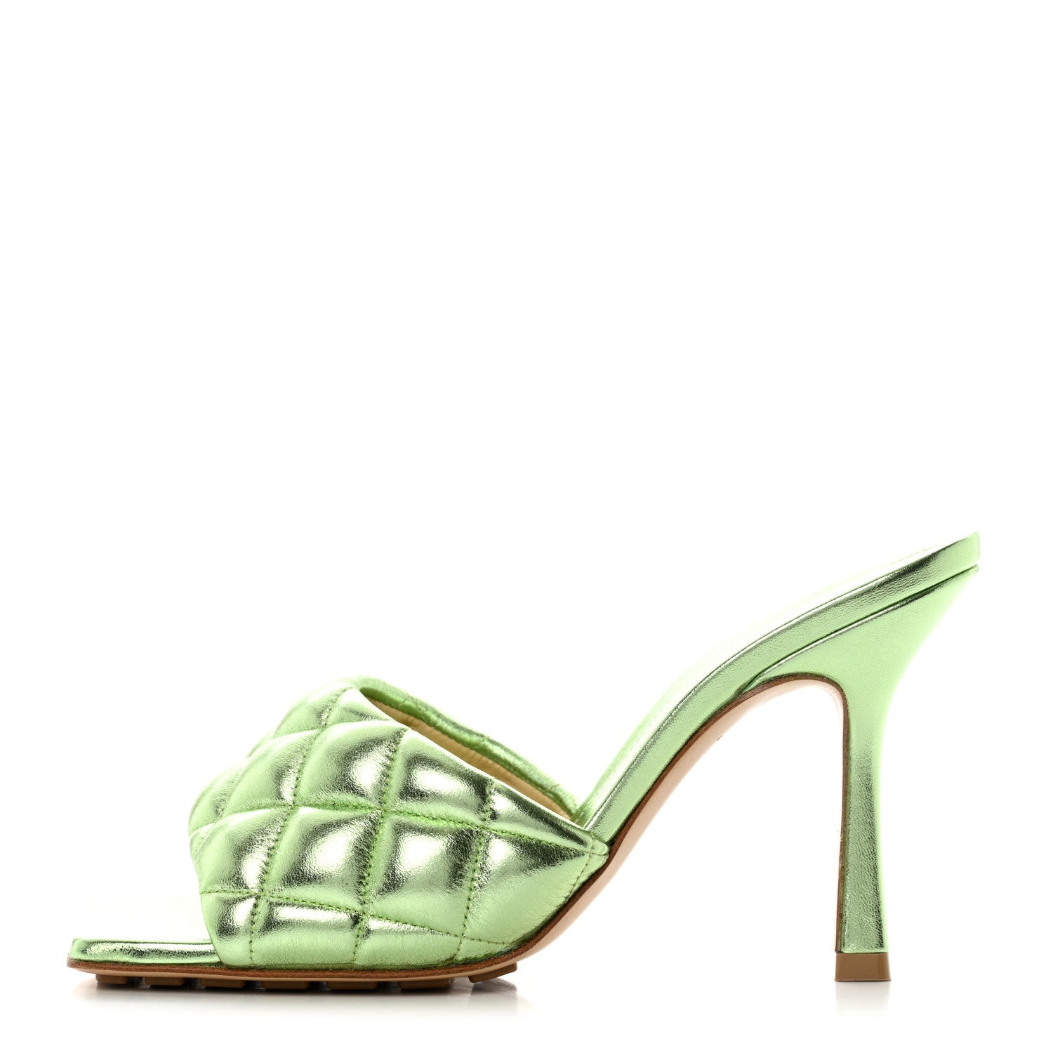 Bottega Veneta Metallic Nappa Reflection Matelasse Padded Mule Sandals 36.5 Pistachio 1 of 8