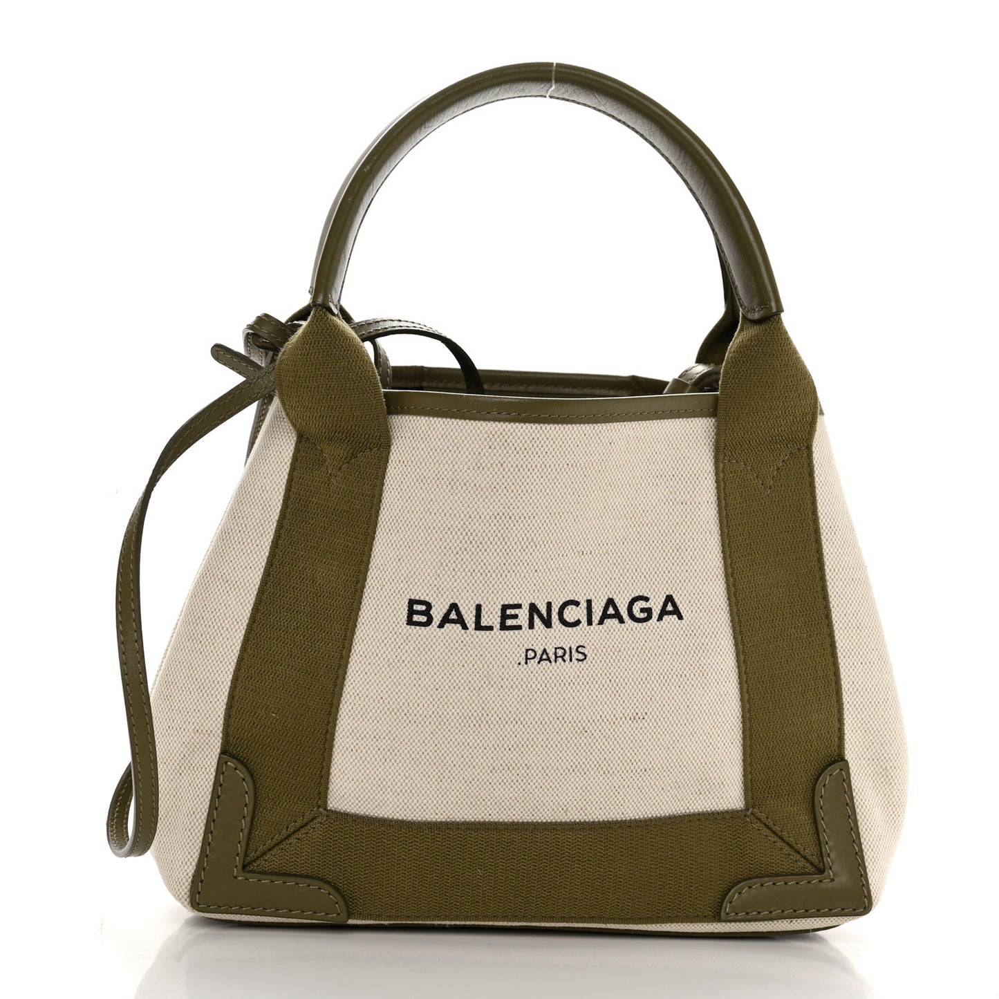 Cotton Canvas Calfskin Navy Cabas XS Natural Green
