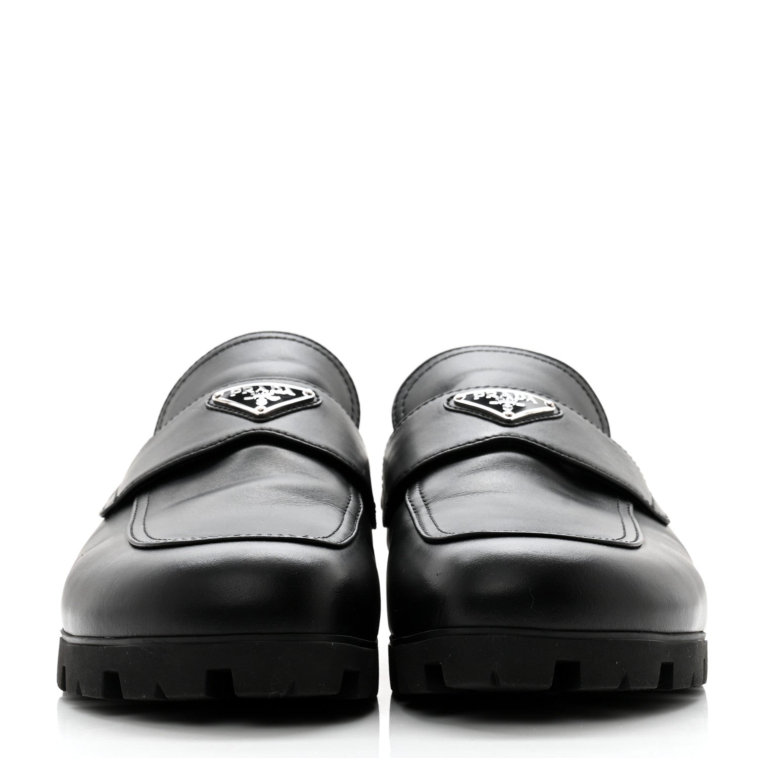 Prada City Calfskin Triangle Logo 20mm Flat Mules 12 Black 2 of 10
