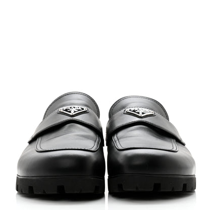 Prada City Calfskin Triangle Logo 20mm Flat Mules 12 Black 2 of 10