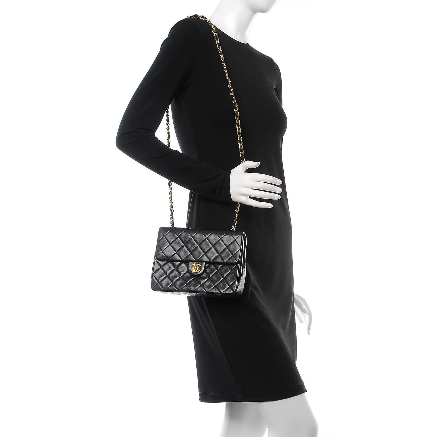 Lambskin Mini Square Flap Black