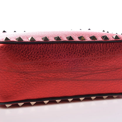 Valentino Garavani Metallic Pebbled Calfskin Rockstud Camera Crossbody Bag Rosso Valentino 8 of 10