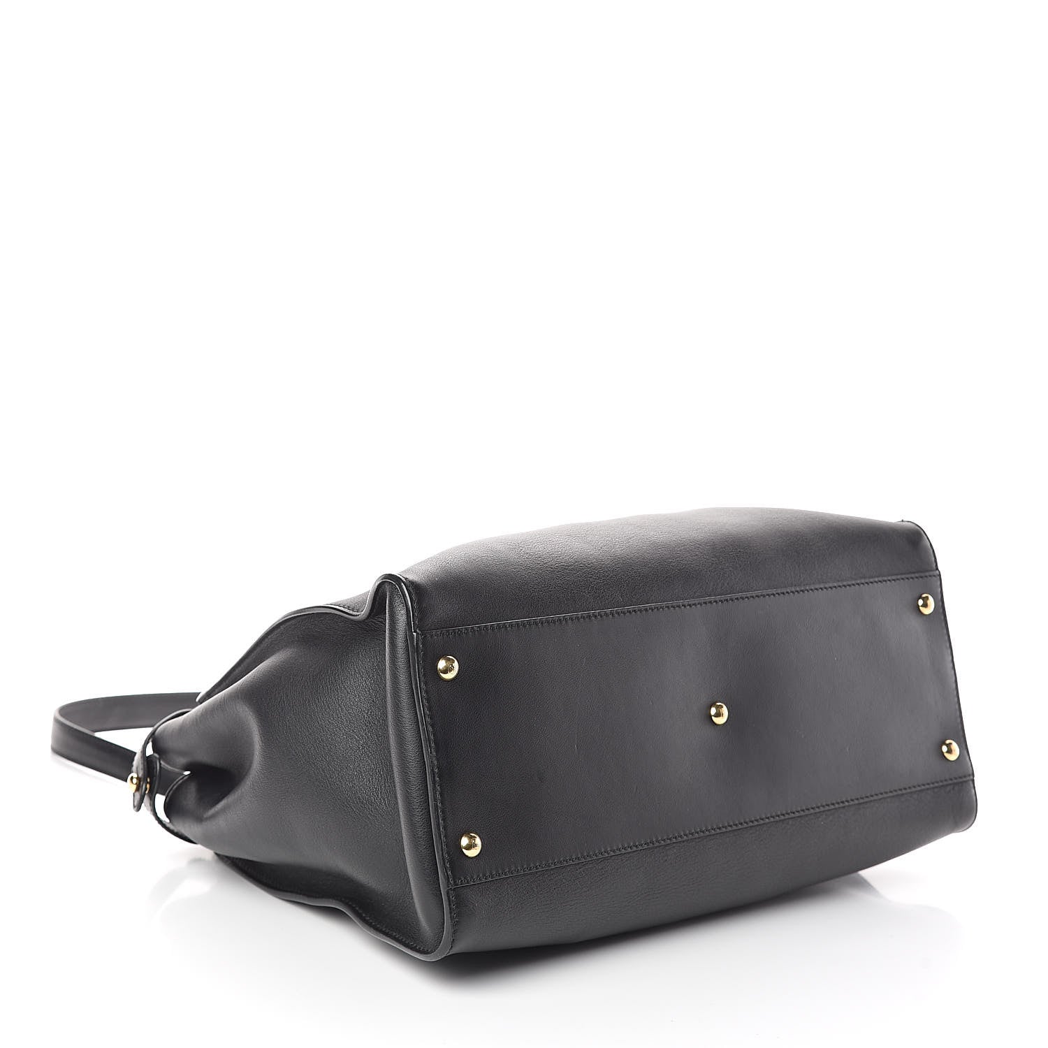 Fendi Vitello Seta Shiny Nappa Large Peekaboo Iconic Satchel Black 4 of 9