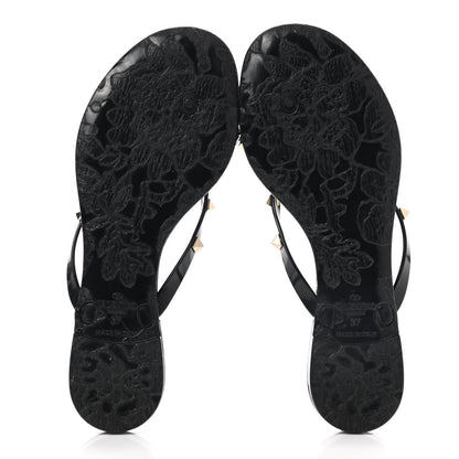 Valentino Garavani PVC Jelly Rockstud Bow Thong Sandals 37 Black 5 of 7