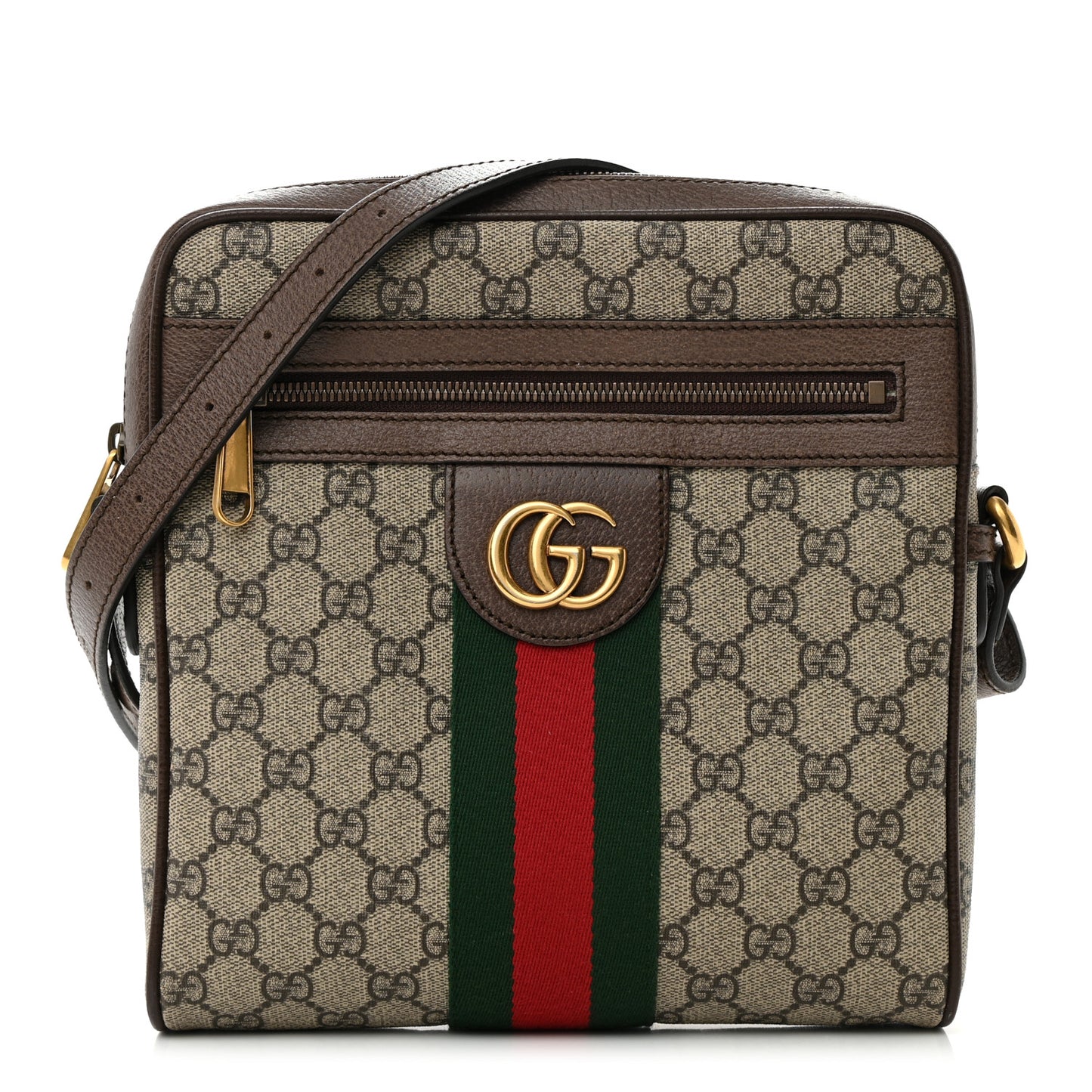 GG Supreme Monogram Web Small Ophidia Messenger Bag Brown