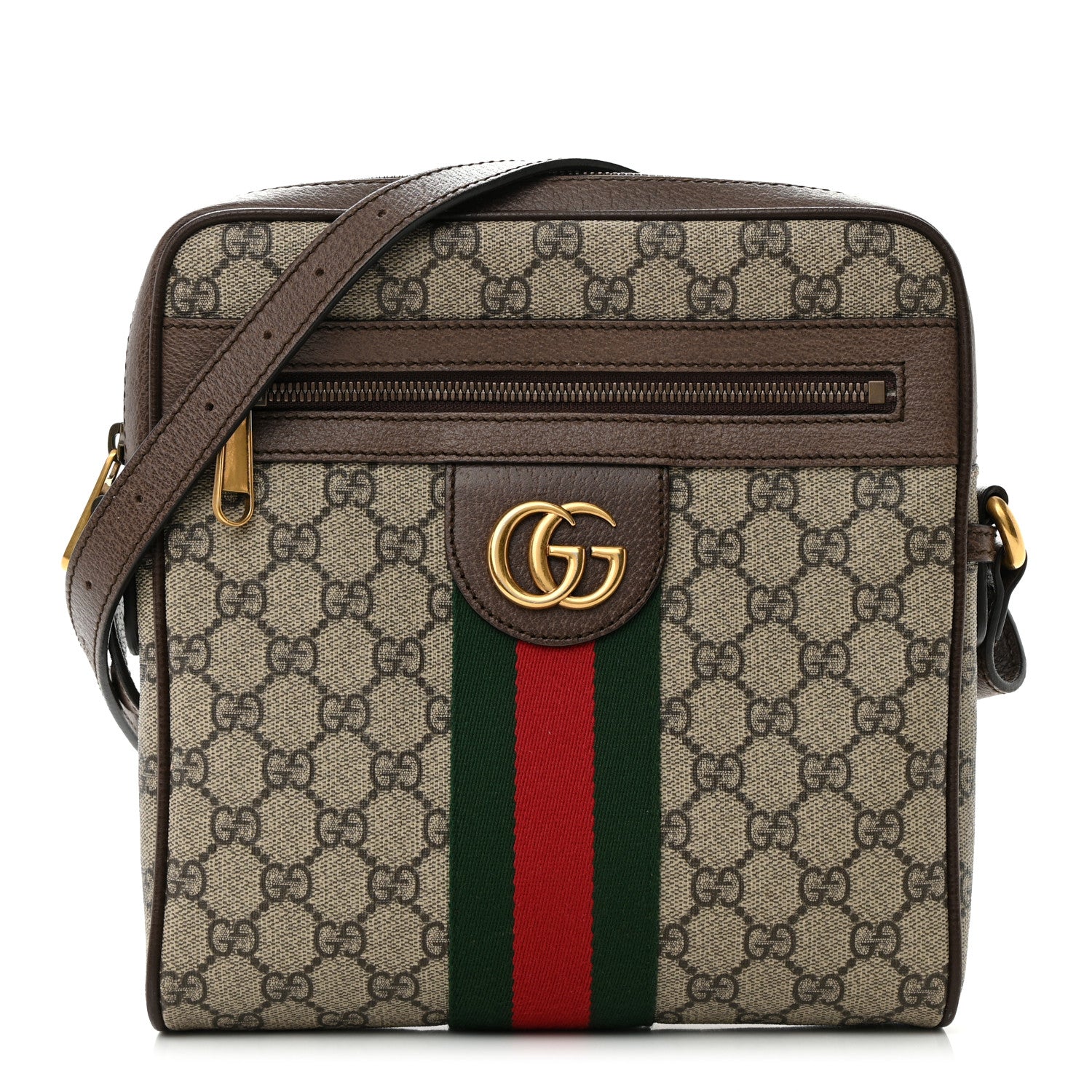 Gucci GG Supreme Monogram Web Small Ophidia Messenger Bag Brown 1 of 18
