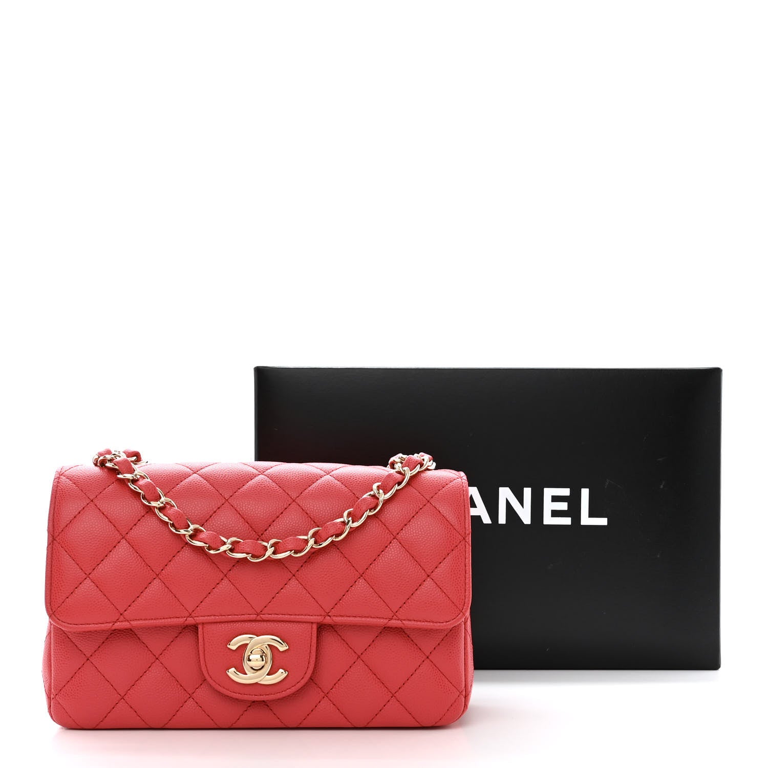 Chanel Caviar Quilted Mini Rectangular Flap Dark Pink 12 of 12