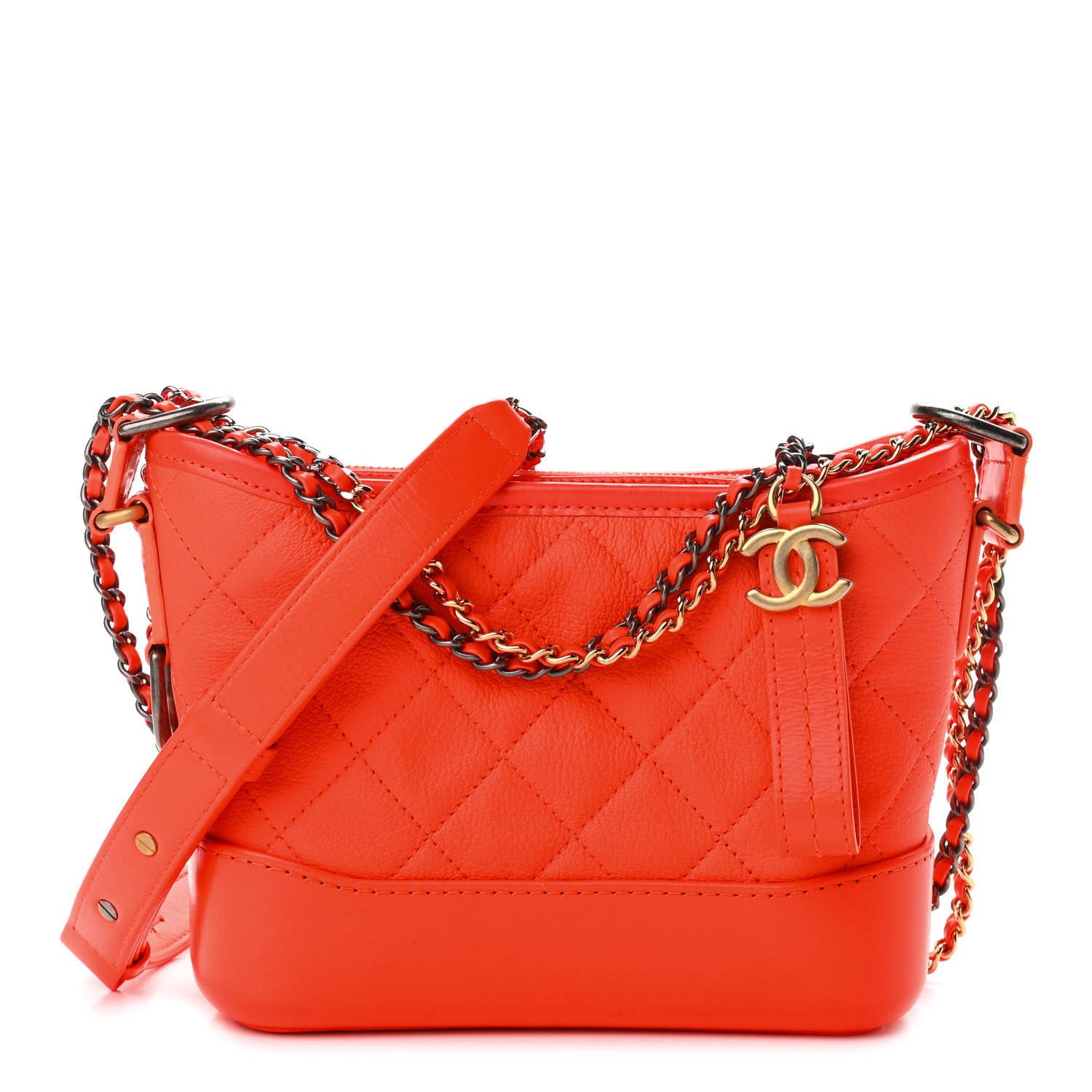 Chanel Goatskin Quilted Small Gabrielle Hobo Orange 1 of 11