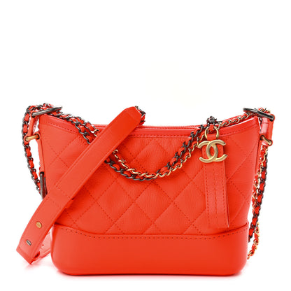 Chanel Goatskin Quilted Small Gabrielle Hobo Orange 1 of 11