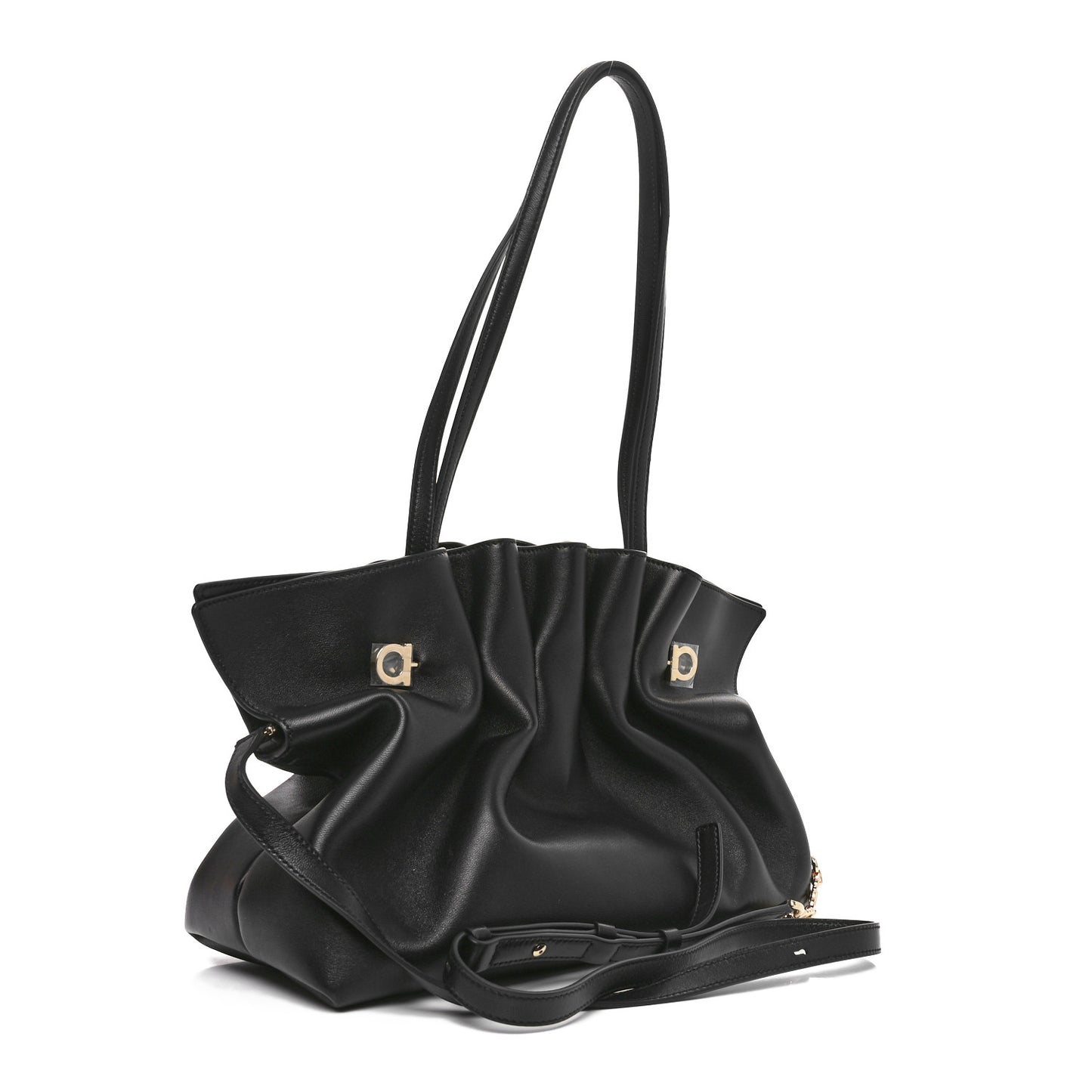 Lambskin Medium Dumpling Soft Bag Black