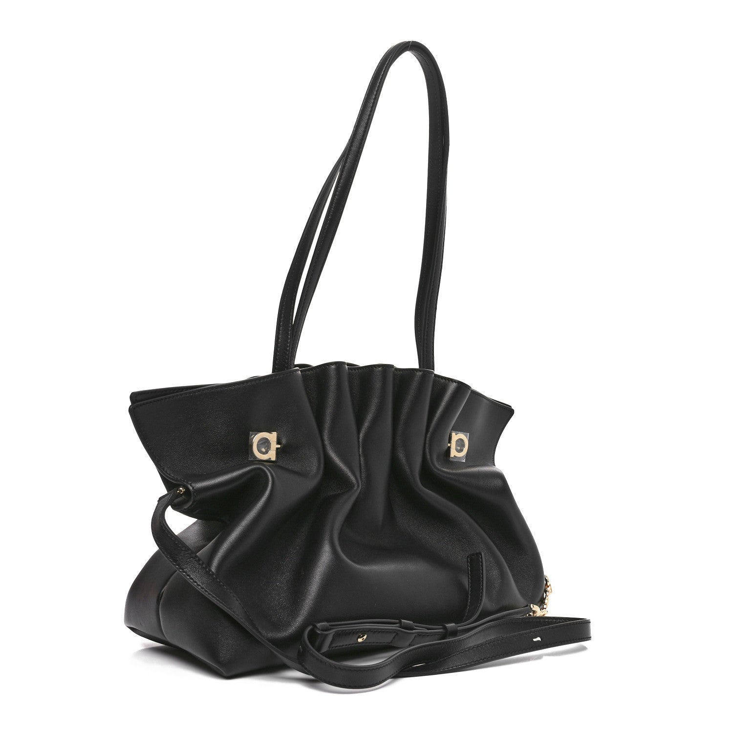 Salvatore Ferragamo Lambskin Medium Dumpling Soft Bag Black 3 of 10
