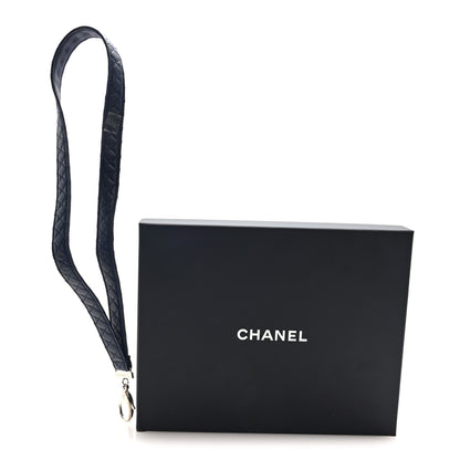Chanel Lambskin Quilted Lanyard Key Holder Necklace Navy 4 of 4