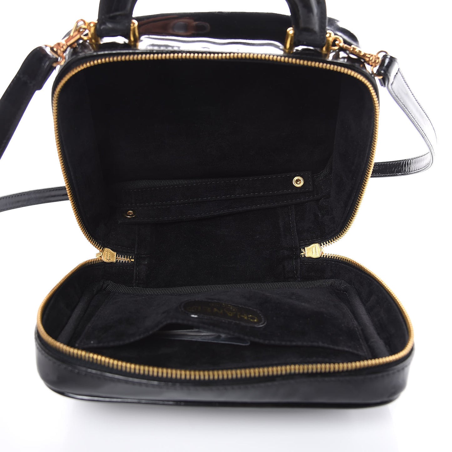 Patent CC Vanity Cosmetic Case Black