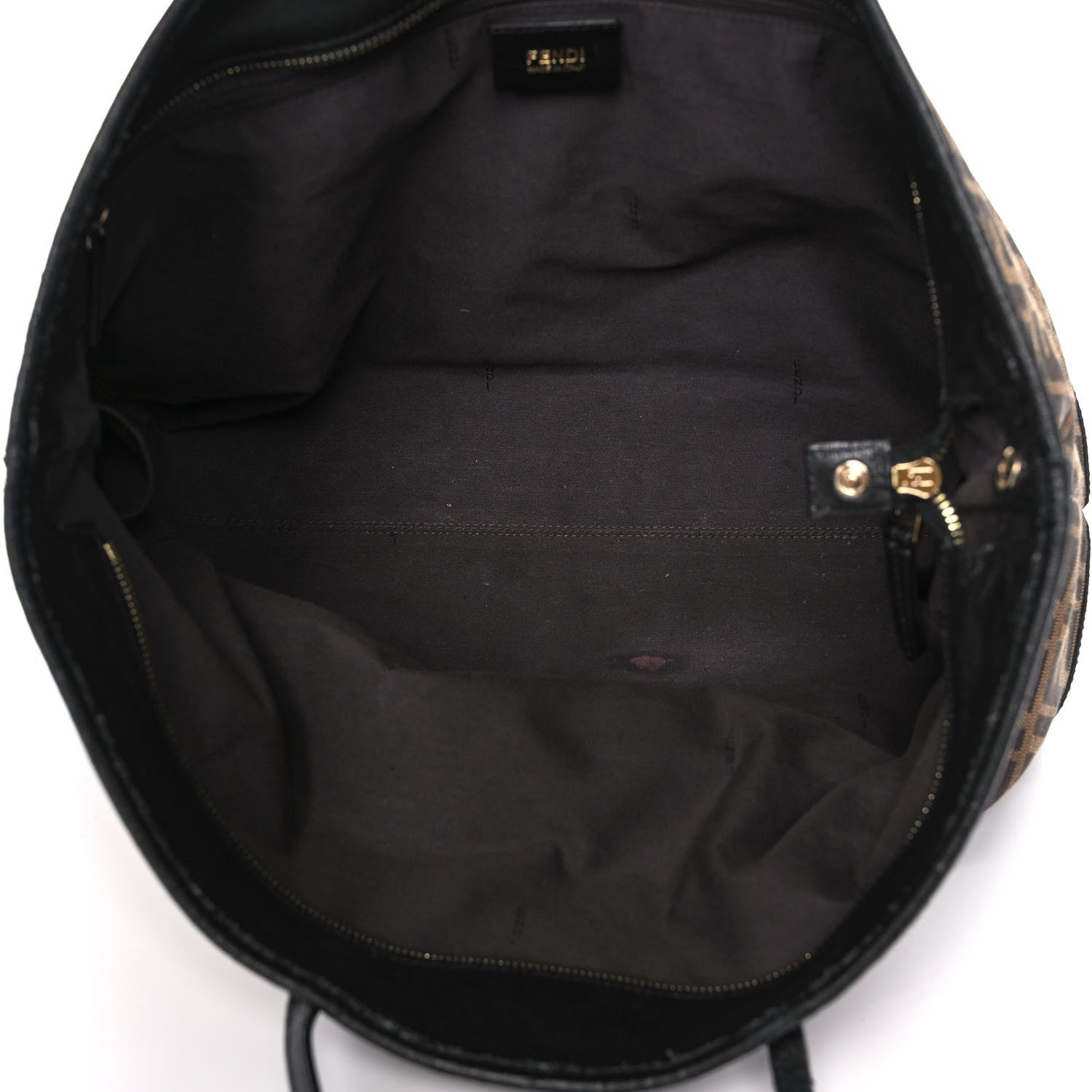 Fendi Zucca Vitello Elite Medium Roll Tote Tobacco Black 5 of 22