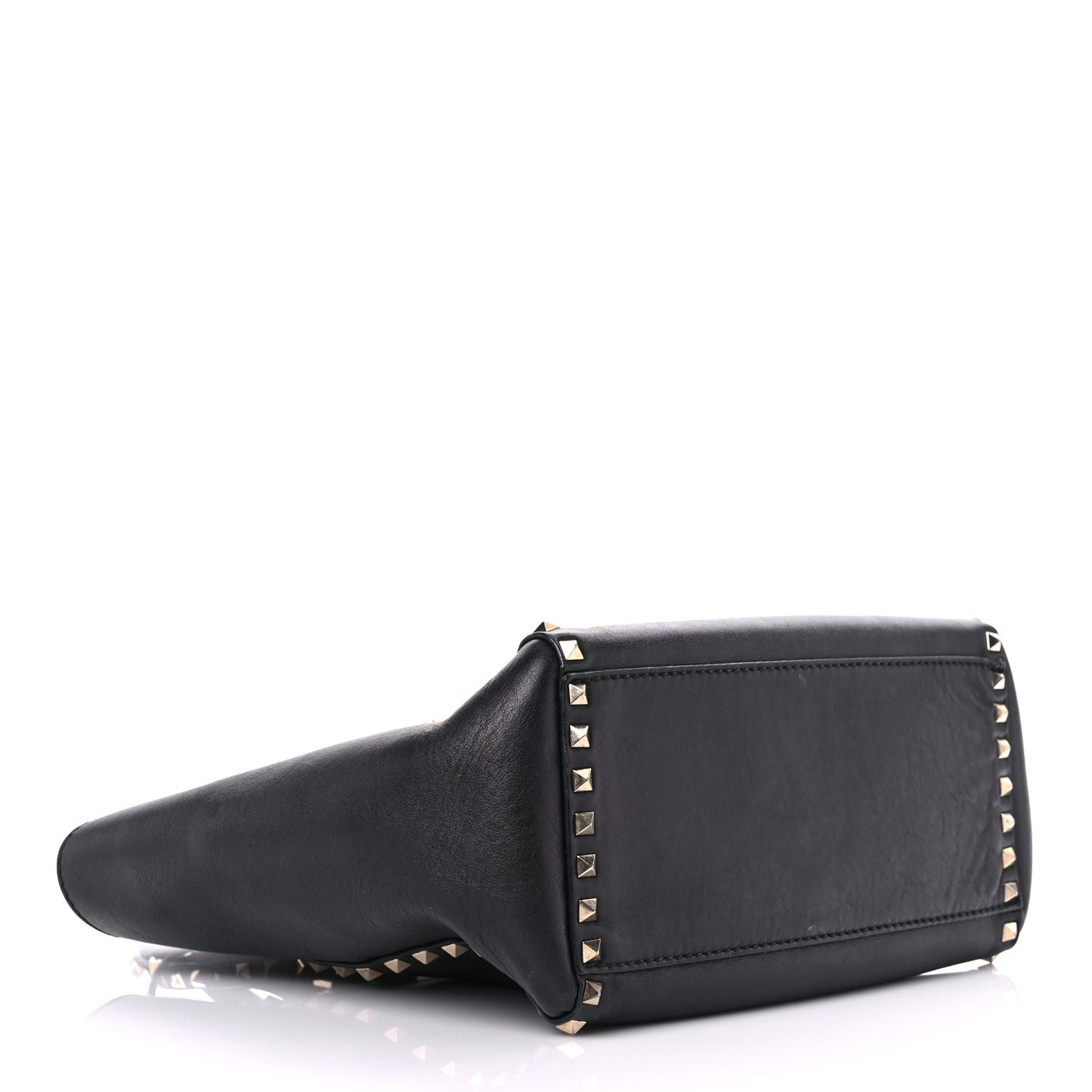 Vitello Rockstud Double Handle Tote Black