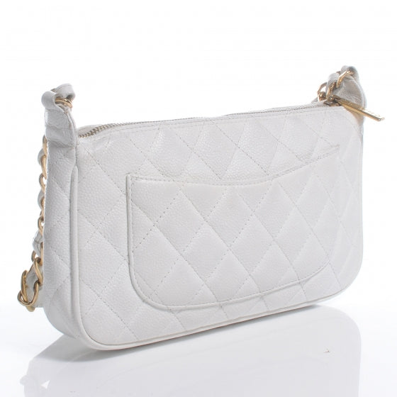 Caviar Quilted Small Pochette White