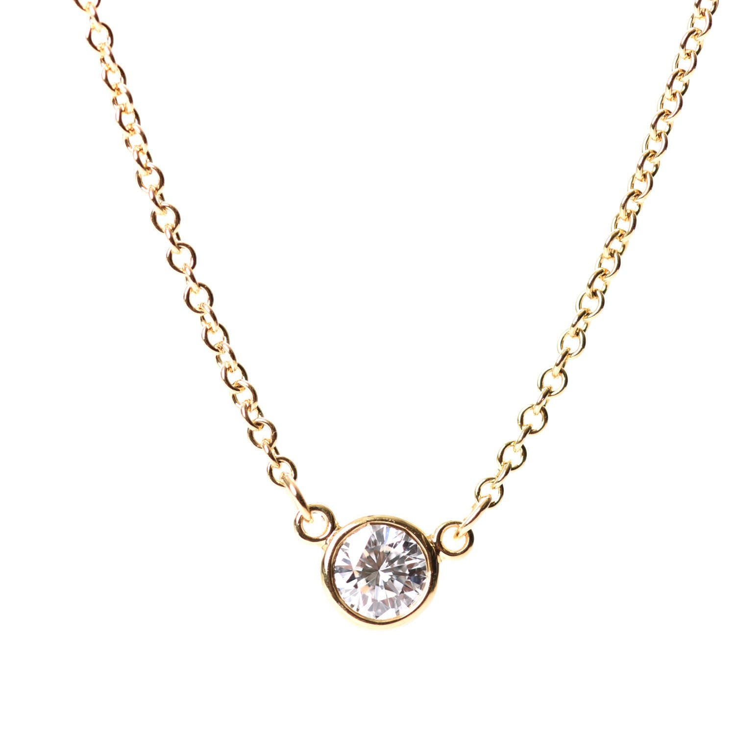 Tiffany 18K Yellow Gold Diamond .12ct Elsa Peretti Diamonds by the Yard Pendant Necklace 3 of 5