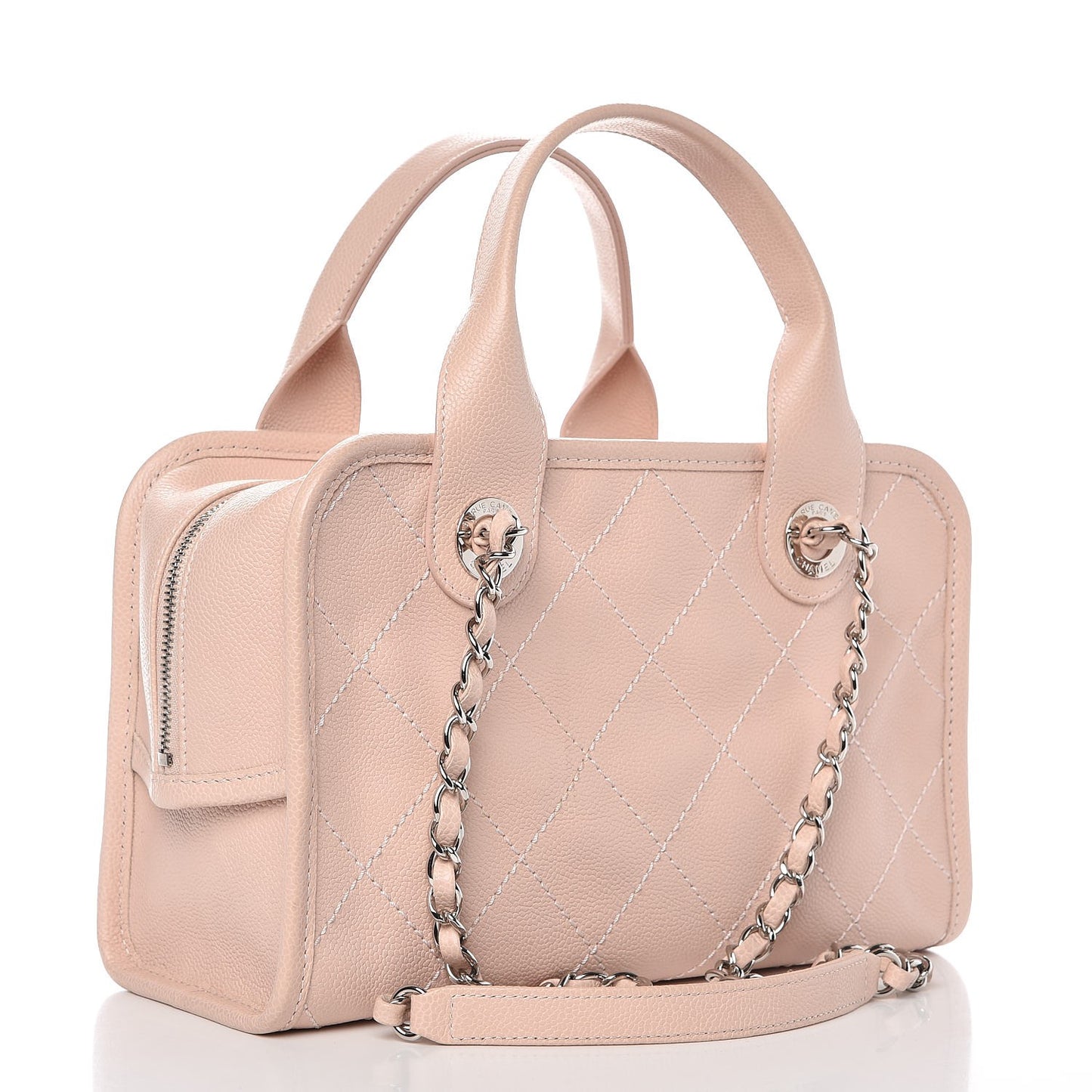 Caviar Quilted Small Deauville Bowling Bag Light Pink