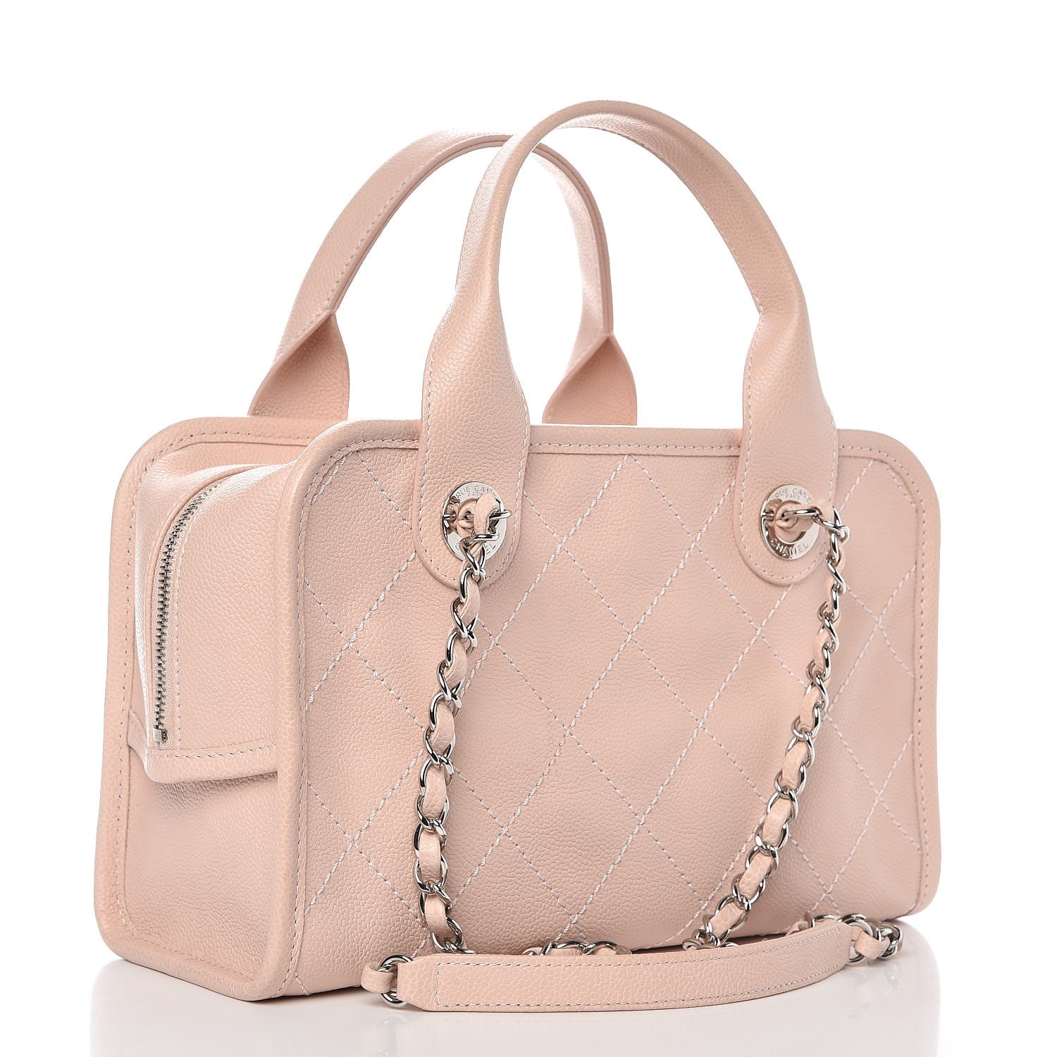 Chanel Caviar Quilted Small Deauville Bowling Bag Light Pink 3 of 10