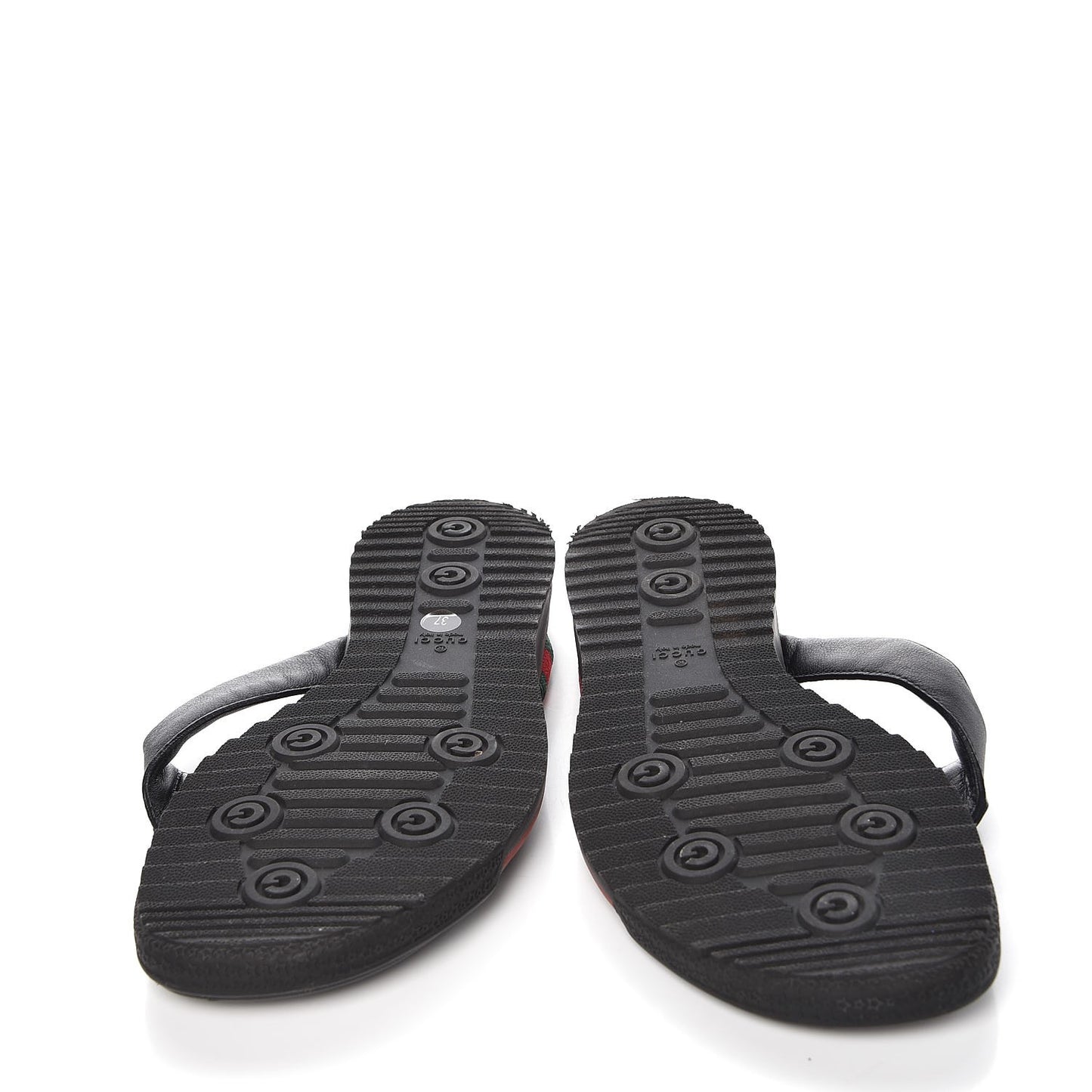 Nappa Nylon Guccissima Web Womens Thong Sandals 37 Green Red Black