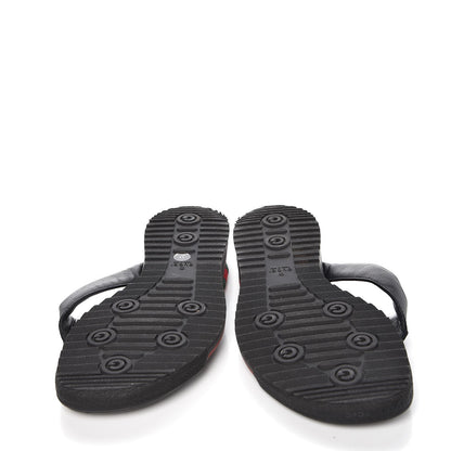Gucci Nappa Nylon Guccissima Web Womens Thong Sandals 37 Green Red Black 7 of 11