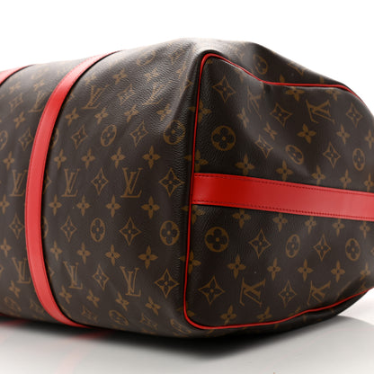 Louis Vuitton Calfskin Monogram Keepall Bandouliere 50 Coquelicot 9 of 17