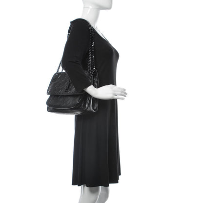 Saint Laurent Crinkled Calfskin Matelasse Monogram Medium Niki Chain Satchel Black 3 of 12