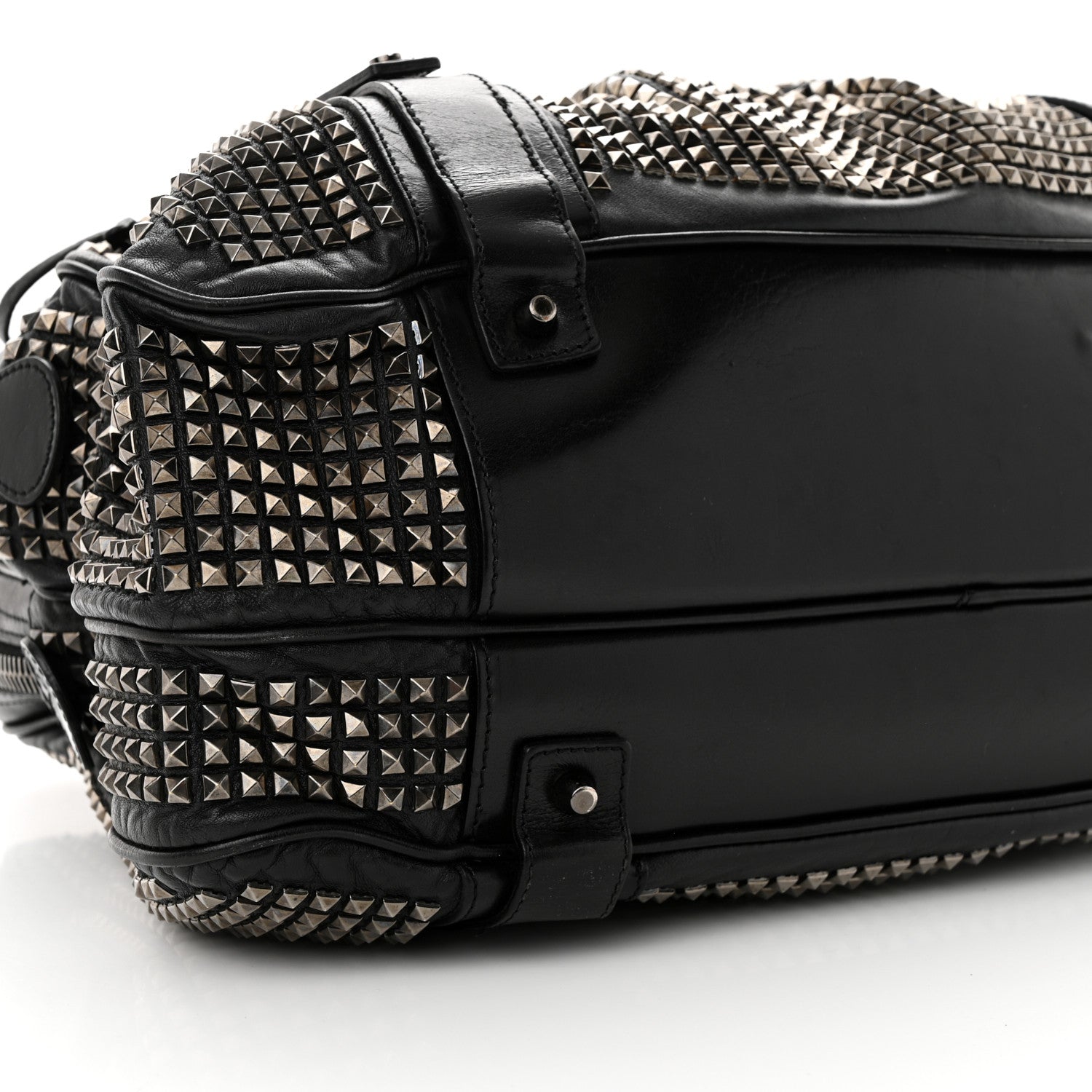 Burberry Prorsum Calfskin Studded Knight Satchel Black 10 of 16