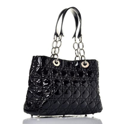 Christian Dior Patent Cannage Small Dior Soft Shopping Tote Black 3 of 8