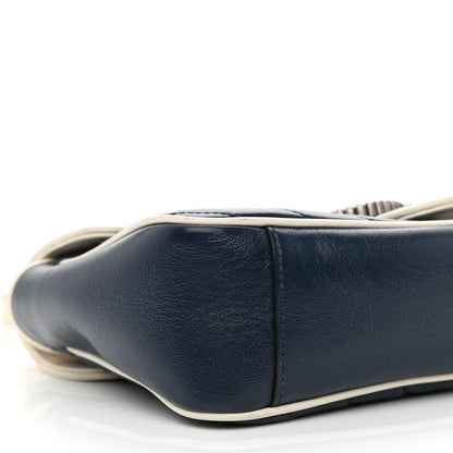 Gucci Vintage Effect Calfskin Matelasse Diagonal Small Torchon GG Marmont Shoulder Bag Blue Agata Mystic White 9 of 11