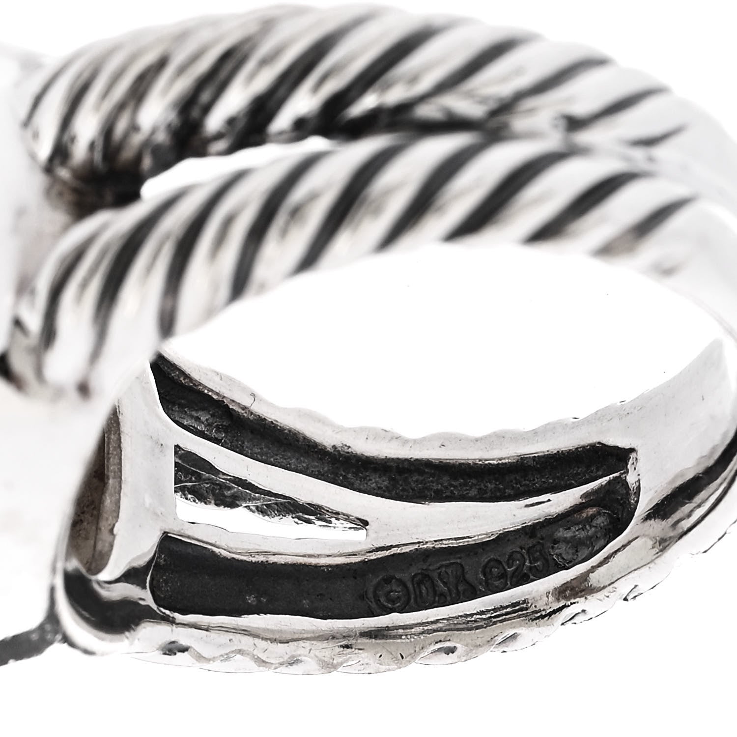 David Yurman Sterling Silver Diamond Prasiolite 11mm Albion Ring 54 6.75 6 of 6