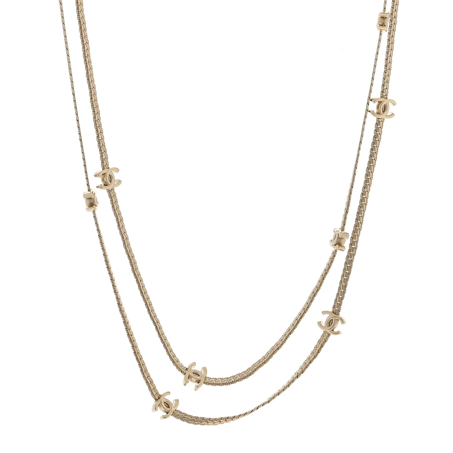 Metal CC Long Chain Necklace Gold